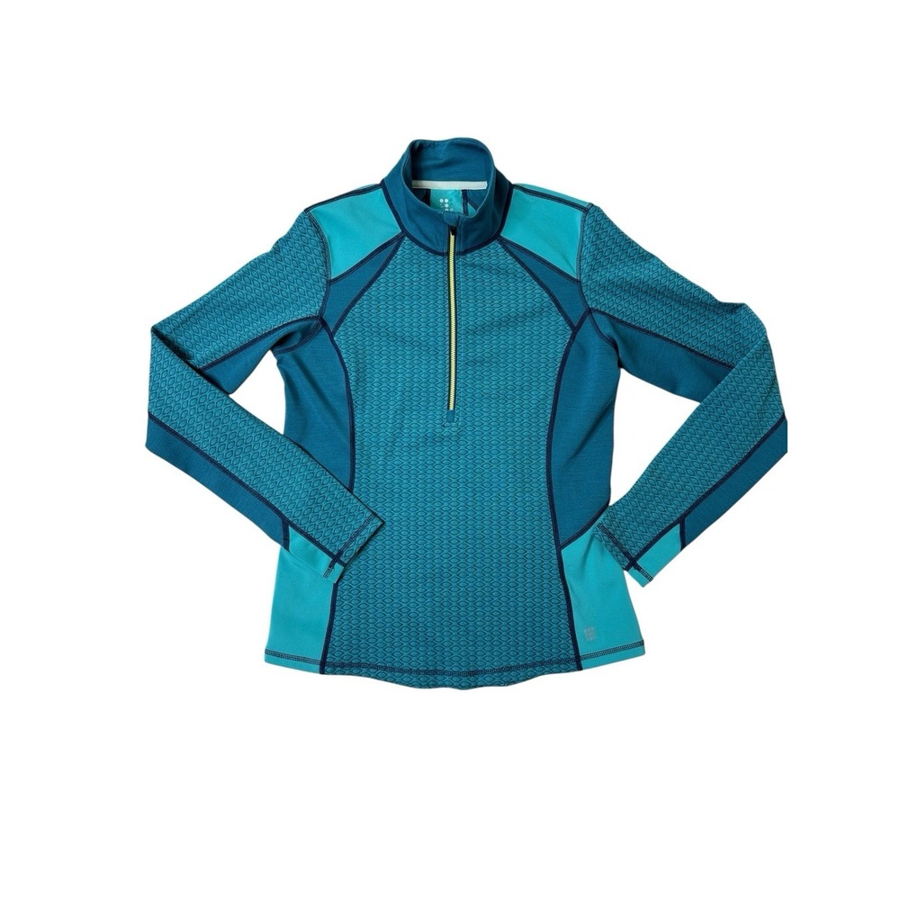 Title Nine Womens 1/2 Zip Pullover Long Sleeve Athletic Top Teal Blue Size M